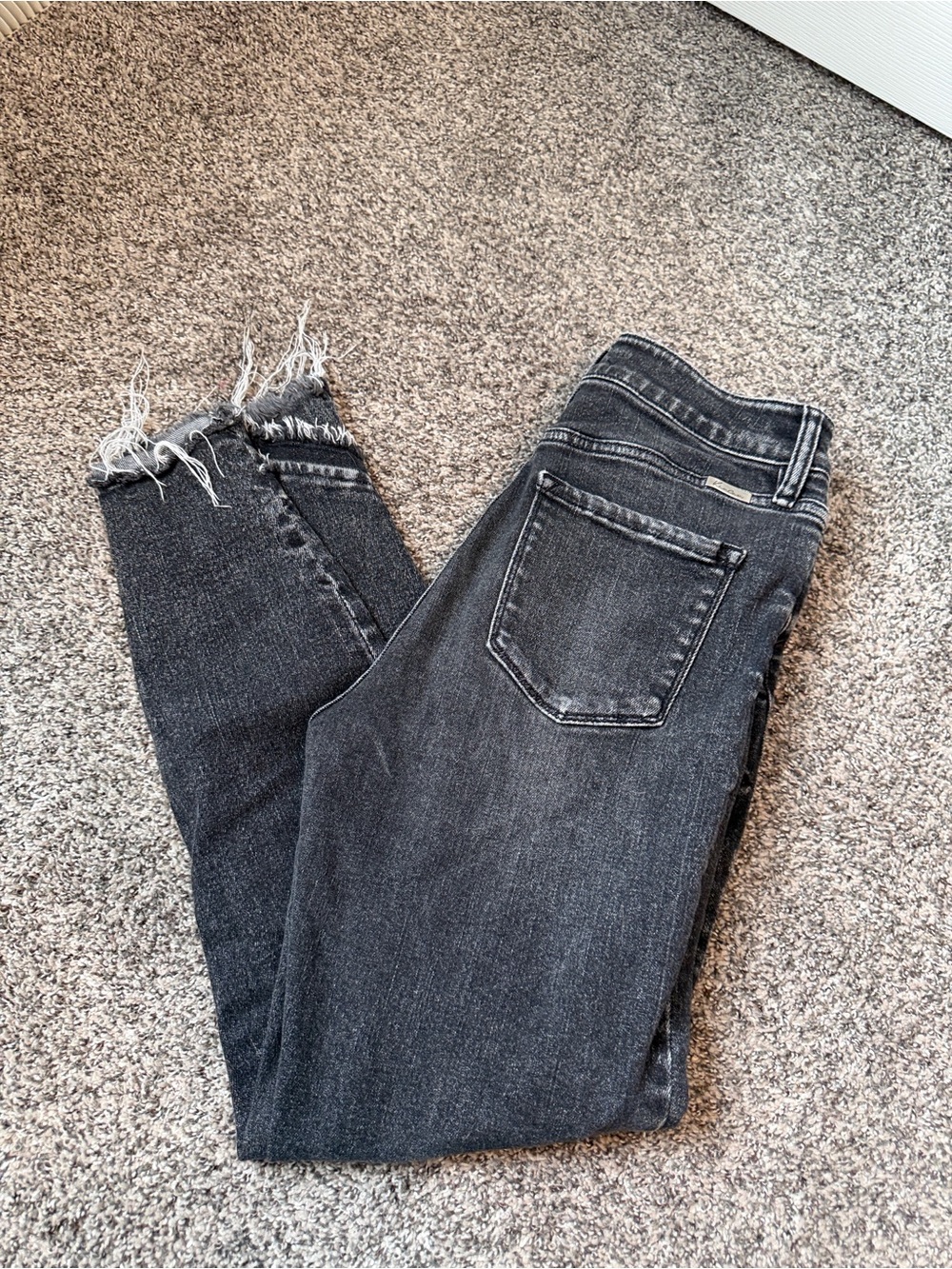 KanCan High-Rise Black Washed Jeans with Raw Hem